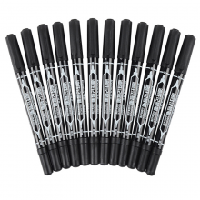 齐心 MK804 小双头记号笔0.5mm和2.0mm 12支/盒 黑色