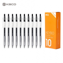 KACO Keybo凯宝0.5按动中性笔 透明笔杆办公签字笔学生子弹头水笔办公学习用品 黑色 10支