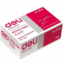 得力 0019 大头针 表面镀镍，3#大头针  (单位:盒)